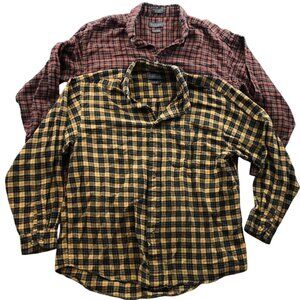 Van Heusen Mens Dress Shirt Large Lot of Two 16-16.5 Neck  Long Sleeve Flannel